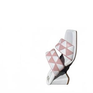 NEW VALENTINA RANGONI women's luppolo geometric block sandals in pink & white